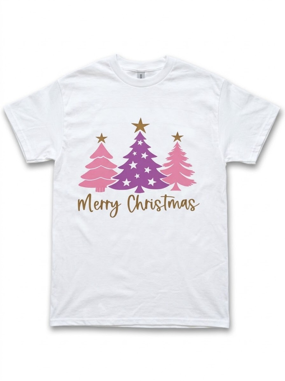 Merry Christmas Pink & Purple Tree Graphic T-Shirt